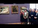 Musée des Beaux Arts et d'Archéologie de Besançon Emmanuel Macron découvre "L'hallali du cerf" de Gustave Courbet