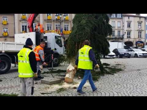 Pont-à-Mousson : le sapin de Noël installé place Duroc