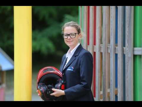 Céline Rutler, de Soultz, sur une moto du Tour
