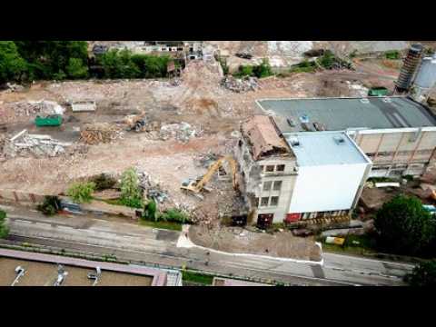Vue aérienne de la démolition de la papeterie Schwindenhammer