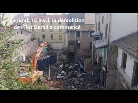 Démolition de l'îlot Derail à Saint-Chamond face à Novacieries