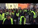 La marche des gilets jaunes se dirigent vers le centre-ville de Saint-Etienne