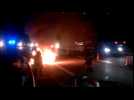 Voiture en flammes sur la rocade ouest