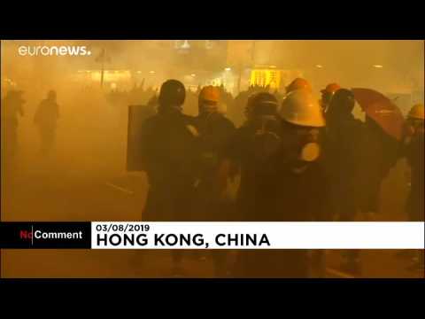 Police fire tear gas during anti-government protests in Hong Kong