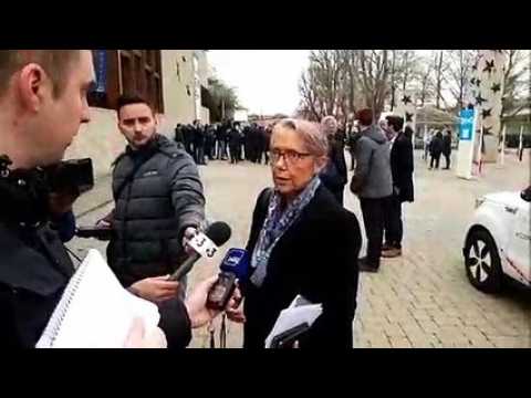 Elisabeth Borne, Ministre  chargée des Transports, à Schengen afin d'observer les premiers tests de voiture autonome en territoire transfrontalier