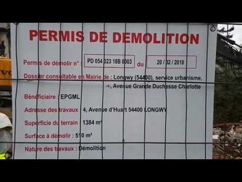 Longwy  : destruction de la maison  de maître 4 avenue d huart  à Longwy bas