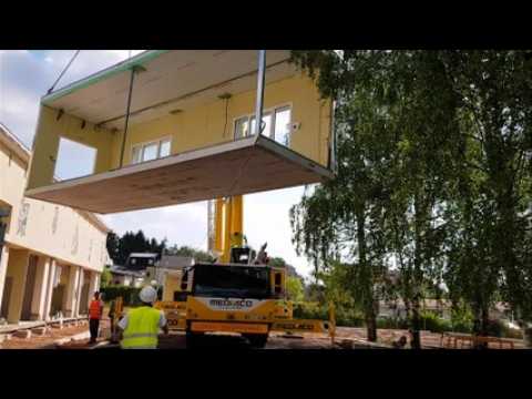 Travaux d'extension de l'école de Bellevue à Forbach, avec la pose de structures modulaires