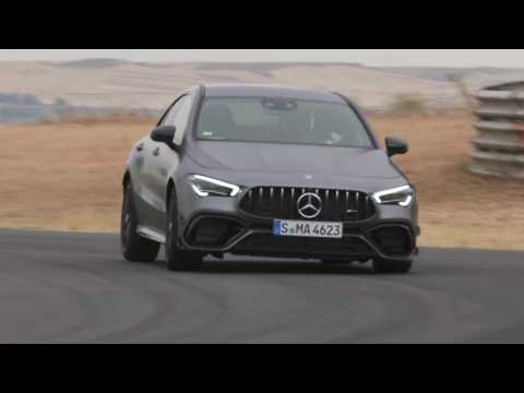 Mercedes-AMG CLA 45 S 4MATIC+ in mountain gray Driving on the track