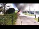 Une voiture en feu  route de Woippy - Label : Le Républicain Lorrain - Category : News
