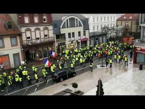 Les gilets jaunes en plein centre-ville de Forbach