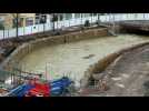 La montée des eaux des travaux de la Chiers à Longwy