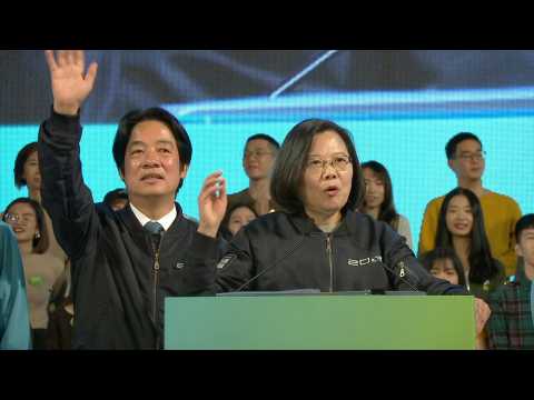 Taiwan ruling DPP party leader Tsai Ing-wen holds election eve rally
