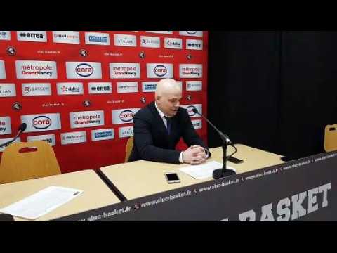 Basket : François Peronnet au micro après SLUC - Saint-Chamond (92-89)