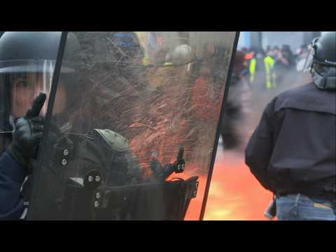 Protesters start fire during protest against France pension overhaul
