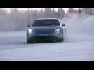 Porsche Taycan 4S in Frozen Blue Ice Driving