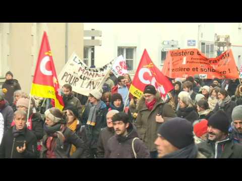 Protesters march in French city of Nantes against pension reform