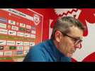 Loris Néry et Jean-Louis Garcia en conférence de presse avant Lorient-ASNL
