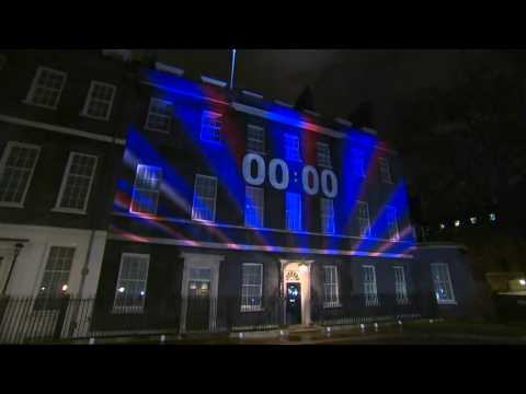 Clock counts down minutes until Brexit on wall outside 10 Downing Street