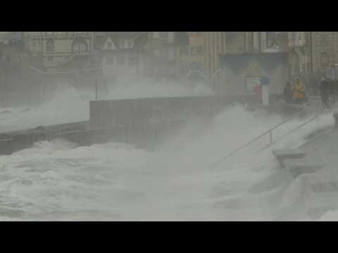 Storm Ciara: wind and waves on Wimereaux pier in Northern France