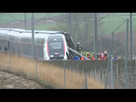 French TGV train derails on Strasbourg-Paris line, emergency services at the site