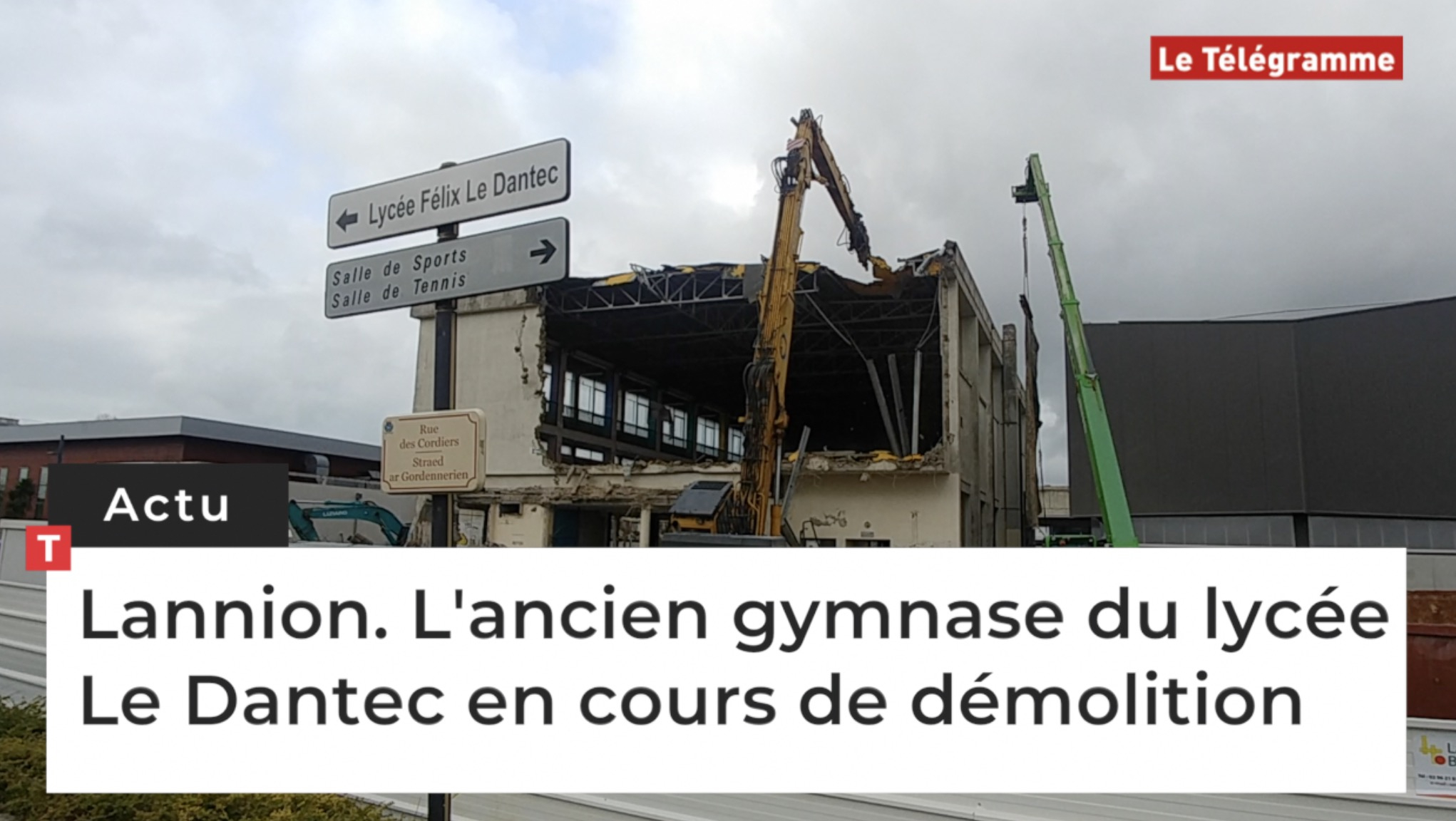 Lannion. L'ancien gymnase du lycée Le Dantec en cours de démolition (Le Télégramme)