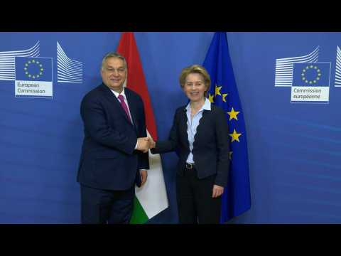 EU's Ursula von der Leyen welcomes Hungarian PM Viktor Orban to Brussels