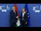 EU's Ursula von der Leyen welcomes Hungarian PM Viktor Orban to Brussels