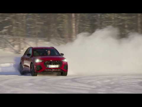 The new Audi RS Q3 in Tango Red Driving on ice