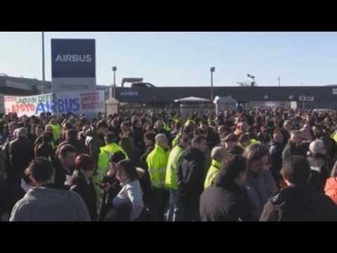 Airbus workers protest against job cuts in Spain