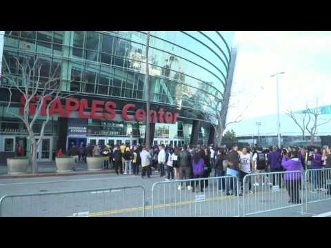 Fans gather outside Staples Center ahead of Kobe Bryant Memorial