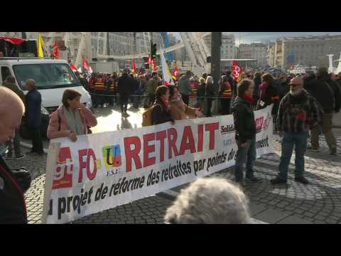 March against pension reform in Marseille on 43rd day of strike