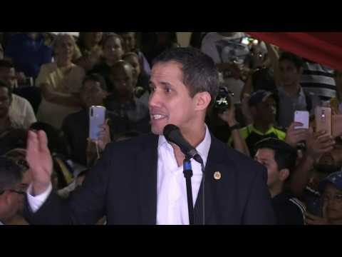 Guaido addresses supporters after arriving in Venezuela