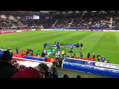 Épinal – Saint-Étienne en quart de finale de la Coupe de France au stade Marcel-Picot : l'entrée des équipes