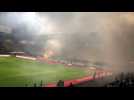 Épinal – Saint-Étienne en quart de finale de la Coupe de France au stade Marcel-Picot : des fumigènes lâchés par les supporters stéphanois