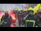 French firemen march in Paris against pension reform