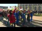 Flash-mob livens up anti-pension reform march in Bordeaux