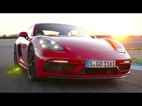 Porsche 718 Boxster GTS 4.0 Exterior Design on the track in Carmine Red