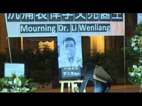 Hong Kong: memorial for Dr Li Wenliang, coronavirus whistleblower and victim