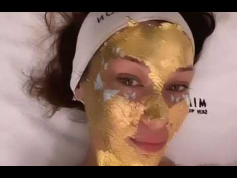 Bella Hadid gets 24k-gold face treatment