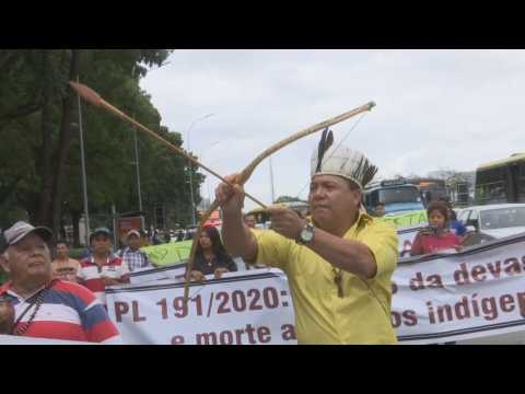 Indigenous communities protest in Brazil against a law that authorizes mining on their land