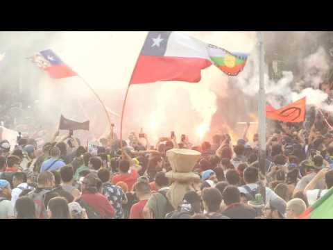 Thousands gather in main protest square in Chile capital