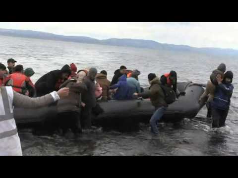 Migrants arrive on Lesbos Island from Turkey