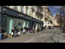 Huge queues form outside Parisian shops before French lockdown