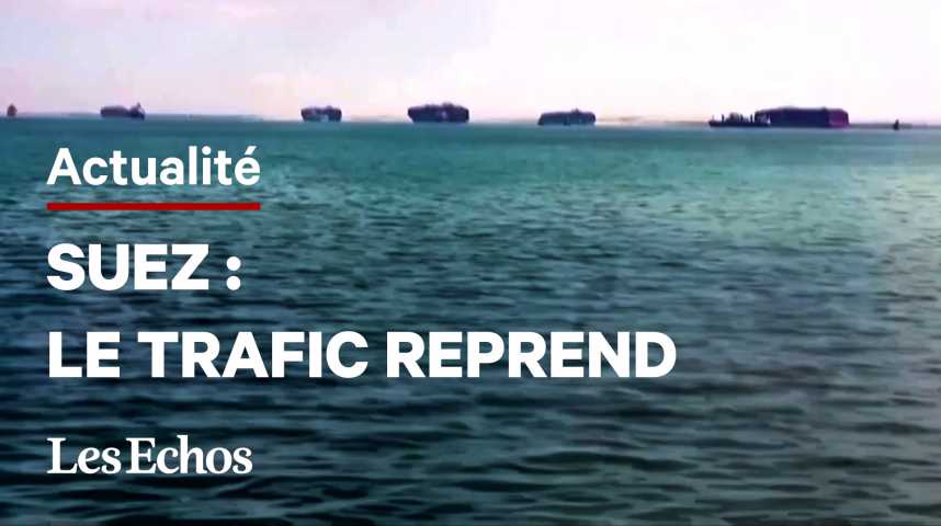 Illustration pour la vidéo Le trafic reprend sur le canal de Suez après la remise à flot de l’Ever Given