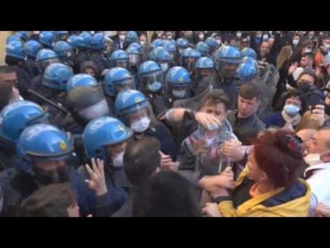 Clashes between demonstrators, police during protest over Covid-19 measures in Rome