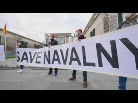 Protest in Berlin in support of Russian opposition leader Navalni