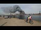 Hundreds of firefighters work to stop fire at St Petersburg factory