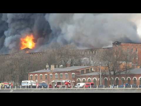 Massive fire in historic Saint Petersburg factory