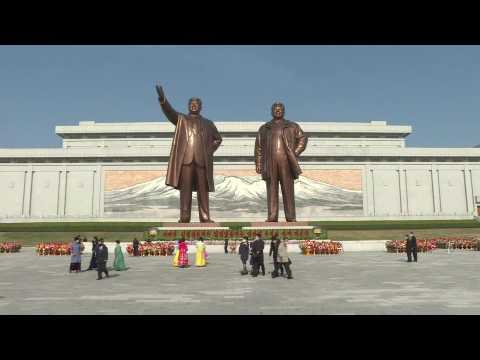 North Korea marks founder Kim Il Sung's birthday with flowers and performances