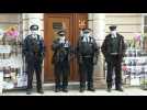 Police outside Myanmar's London embassy after it was seized by military